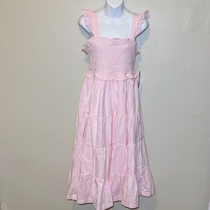 Ruffle Butts Pink Gingham Smocked Tiered Sundress